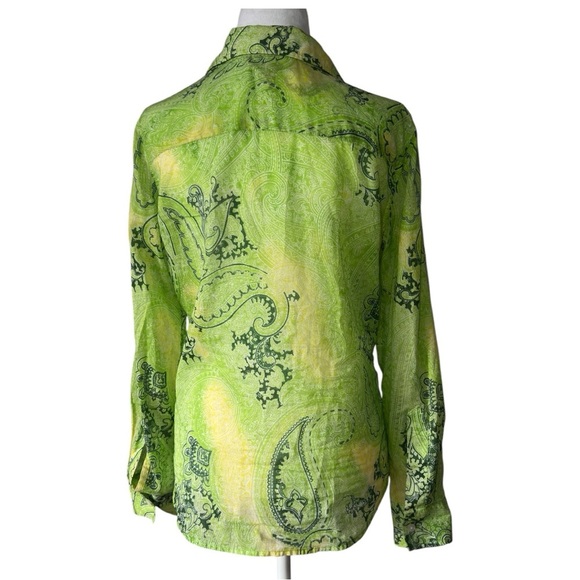 Jones New York Green Button Down Shirt with Notched Collar - Picture 3 of 5